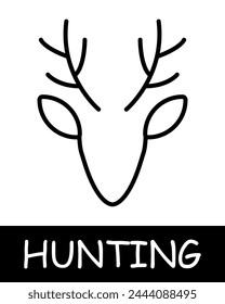 Deer line icon. Leather, antlers, trophy, hunting, game, fishing, prey, forest, shot, hunting season, animal. Vector line icon for business and advertising