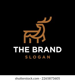 deer line icon logo vector design, modern logo pictogram design of reindeer antlers or buck.