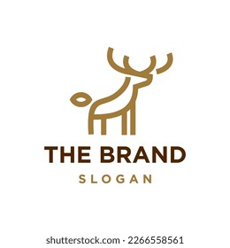 deer line icon logo vector design, modern logo pictogram design of reindeer antlers or buck.