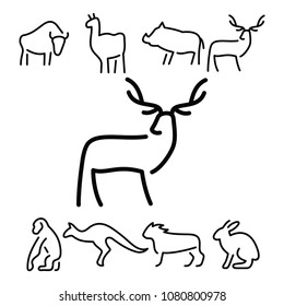 Deer line icon vector. animal line icon set