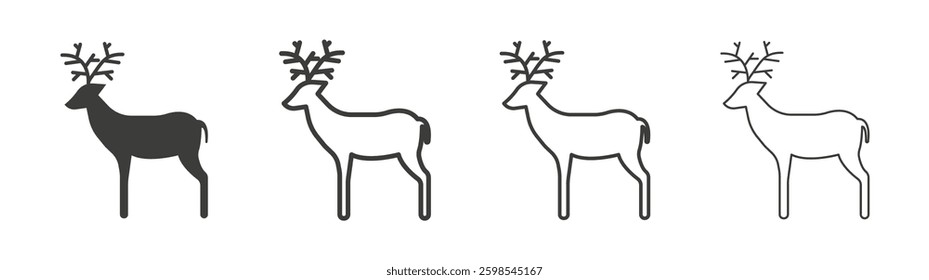Deer line icon vector illustration set.