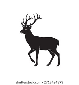 «Deer Line Icon – Wild Forest Animal Outline with Antlers».