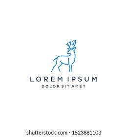 Deer Line Logo Monogram Icon Vector Symbol Template