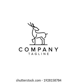 Deer line logo. outline, monoline, line art, icon vector design illustration