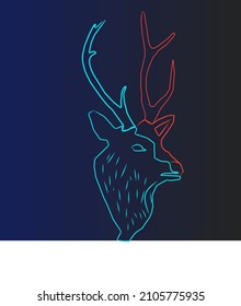 A deer Line. Pop Art logo. Colorful design with a dark background. Abstract vector illustration. Isolated black background for t-shirt, poster, clothing, merch, apparel, badge design