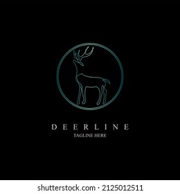 deer line style logo monogram template design vector for brand or company and other