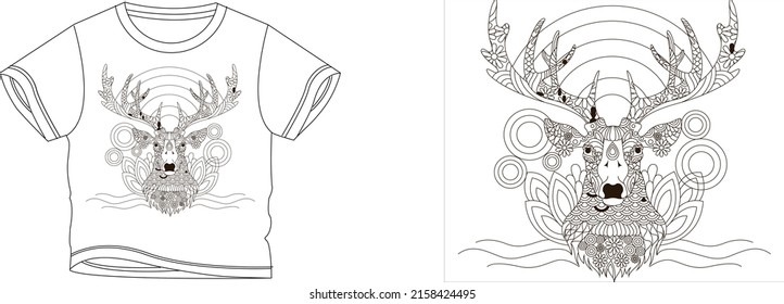 deer line t-shirt design background color is a white and t-shirt color is a white beautiful color and beautiful design