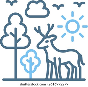 Deer Line Two Colour Icon