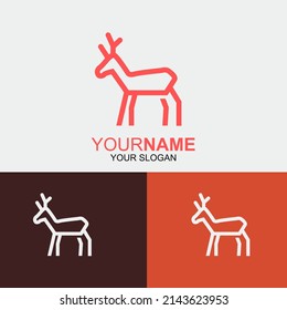 Ilustración del símbolo de diseño del logotipo de tipo de línea del Deer
