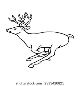ilustración vectorial de línea de ciervo, aislado en fondo blanco, vista superior