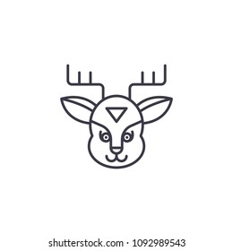 Deer linear icon concept. Deer line vector sign, symbol, illustration.