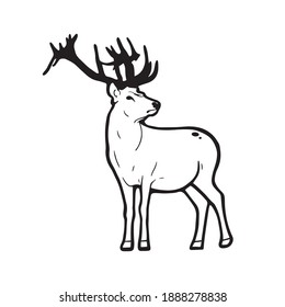 deer linear for logo, sticker, notebook cover, for print, cards