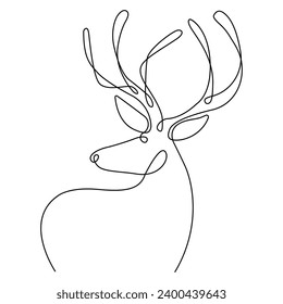 Deer with lines on a white background. Insulator on white background. Minimalistic vector illustration.