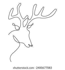 Deer with lines on a white background. Insulator on white background. Minimalistic vector illustration.