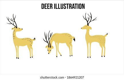 Deer llustration flat design vector 