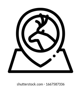 Deer Location Icon Vector. Outline Deer Location Sign. Isolated Contour Symbol Illustration