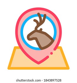 Deer Location Icon Vector. Outline Deer Location Sign. Color Isolated Contour Symbol Illustration