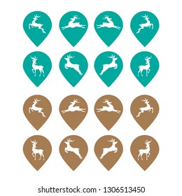 Deer Location Logo, editable and printable perfect for use in a wide range of new media templates: Web Marketing Agency, Social Media Services Showcase, Online Marketing Apps, and Web.