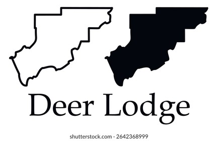 Deer Lodge (Montana) city map with black border outline vector