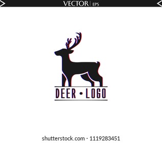 Deer Logo. 3D Effect. Vector Illustration icon