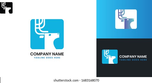 Deer Logo - All elements on this template are editable with vector software