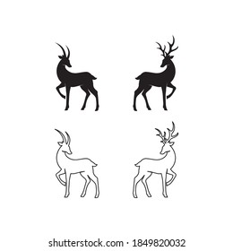 deer logo animal horn and mammal design and graphic vector