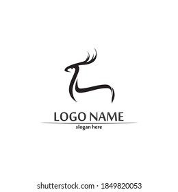 deer logo animal horn and mammal design and graphic vector