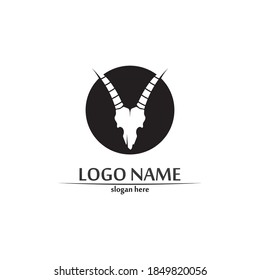 deer logo animal horn and mammal design and graphic vector