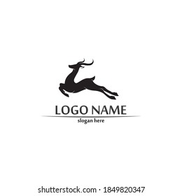 deer logo animal horn and mammal design and graphic vector
