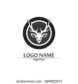 deer logo animal horn and mammal design and graphic vector