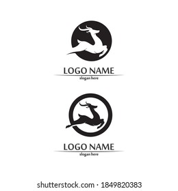 deer logo animal horn and mammal design and graphic vector