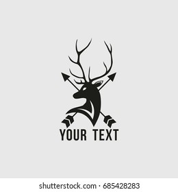 Deer Logo with Arrow Vector Design Template