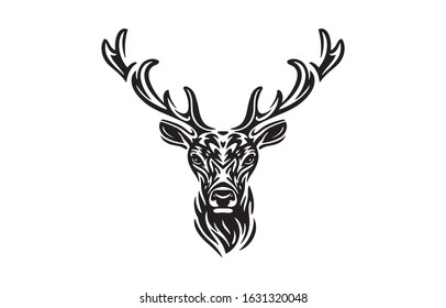 Deer logo black on white background