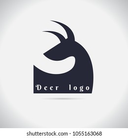 Deer logo black vector illustration. on white background