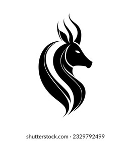 deer logo in black and white silhouette vector