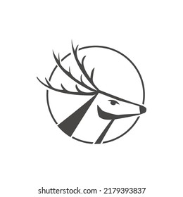 Deer logo with circle vector icon template