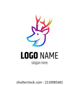 deer logo in colorful gradient colors, ready to use for template