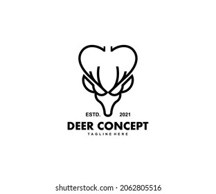 Deer Logo Concept With Minimalist Line Style for Your Company