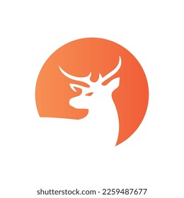 Deer logo creative design with orange circle