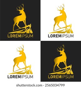 deer logo with dark and light background template