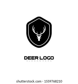 Deer logo design with black shield