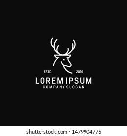 deer logo design concept retro simple graphic outline minimalist logo illustration