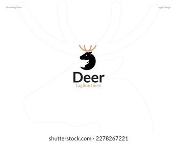Deer logo design with dog vector illustration