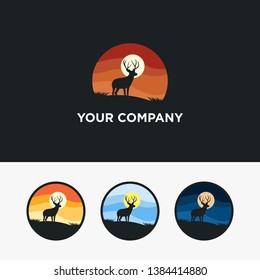 Deer logo design with flat style