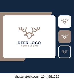 Diseño del logotipo del ciervo con la cabeza y el arte de línea