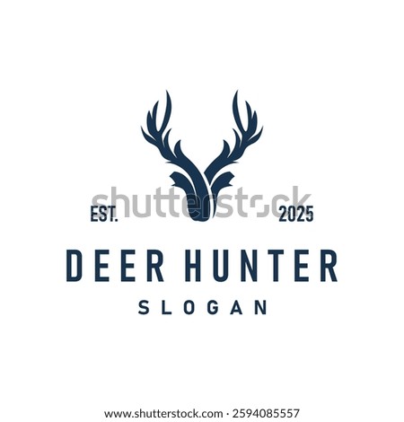 deer logo design deer hunter concept with black silhouette illustration of simple minimalist animal product brand template
