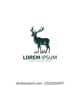 Ilustración de icono de la ilustración del logotipo del ciervo aislada en fondo blanco.