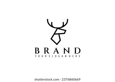 Deer logo design with minimalist line art style