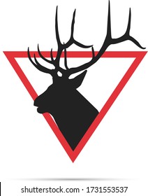 Deer logo design with red tringle graphic trendy logo for wildlife sanctuary.