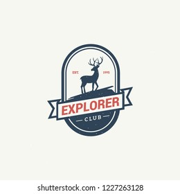 Deer logo design retro